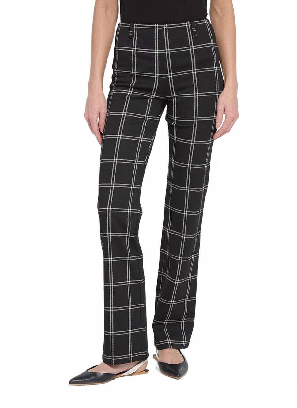 NEW LYSSE petra patterned baby bootcut pants in coastal windowpane